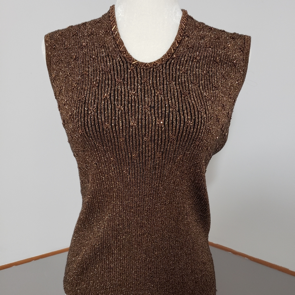 Cache Sparkly Copper Top Sz Large - image 4